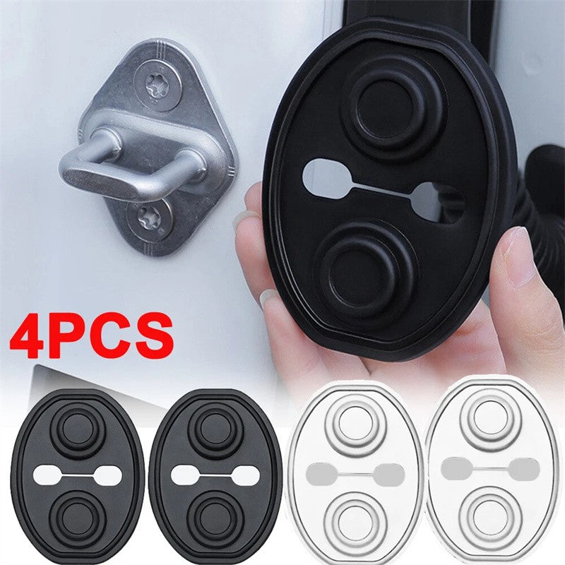 4pcs Silicone Car Auto Door Lock Cover Door Latch Protection Black