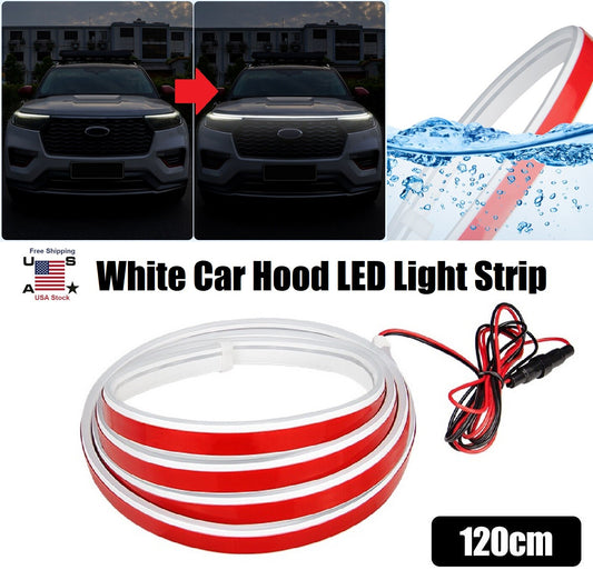 Universal White Flexible Car Hood Day Running LED Light Strip Accessories USA