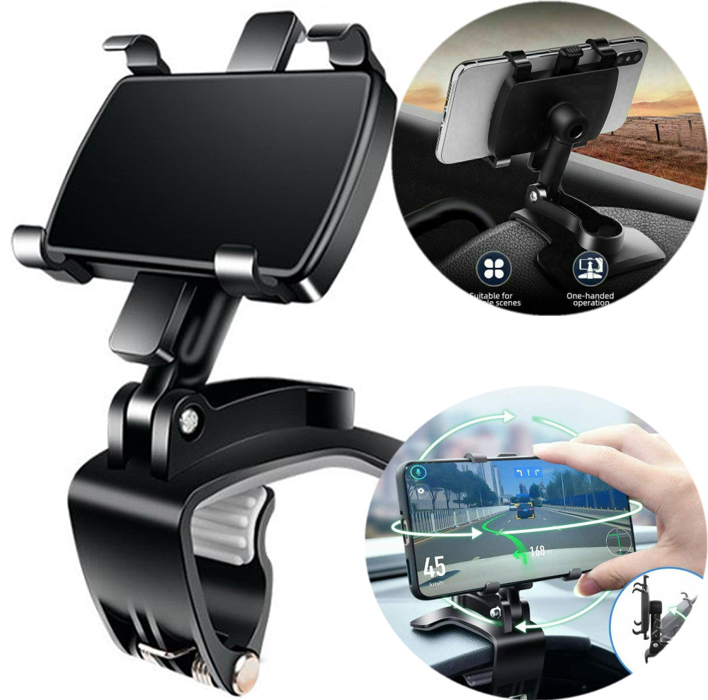 Car Mount Holder Car Dashboard Sun Visor Mirror Stand For Mobile Cell Phone 360°