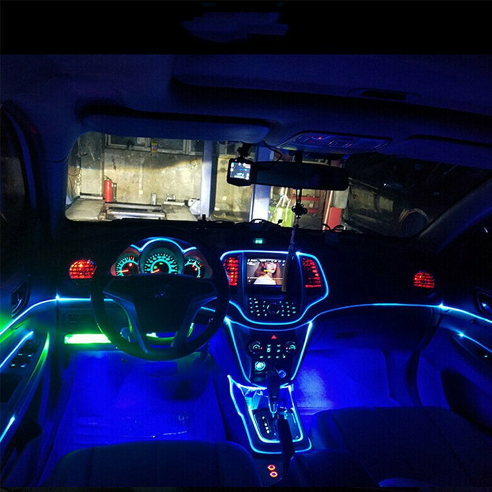2m Blue LED Car Interior Decorative Atmosphere Wire Strip Light Accessories US