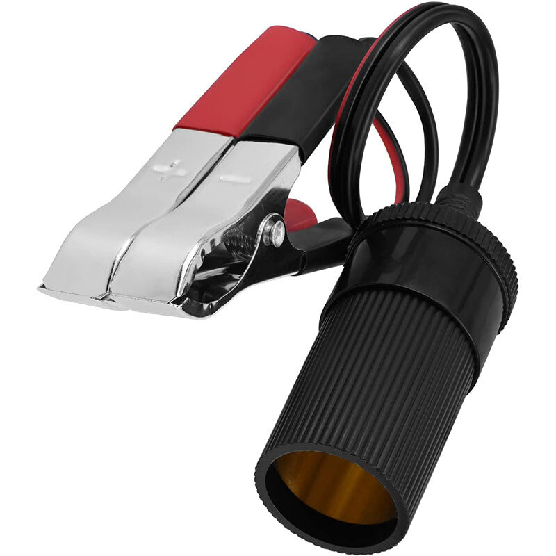 12V Battery To Cigarette Lighter Adapter Alligator Clamp Clip 12 Volt Car Socket